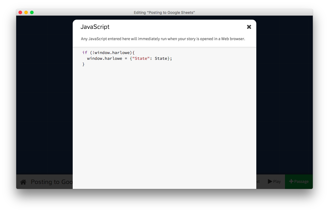 Twine Javascript Screen Shot